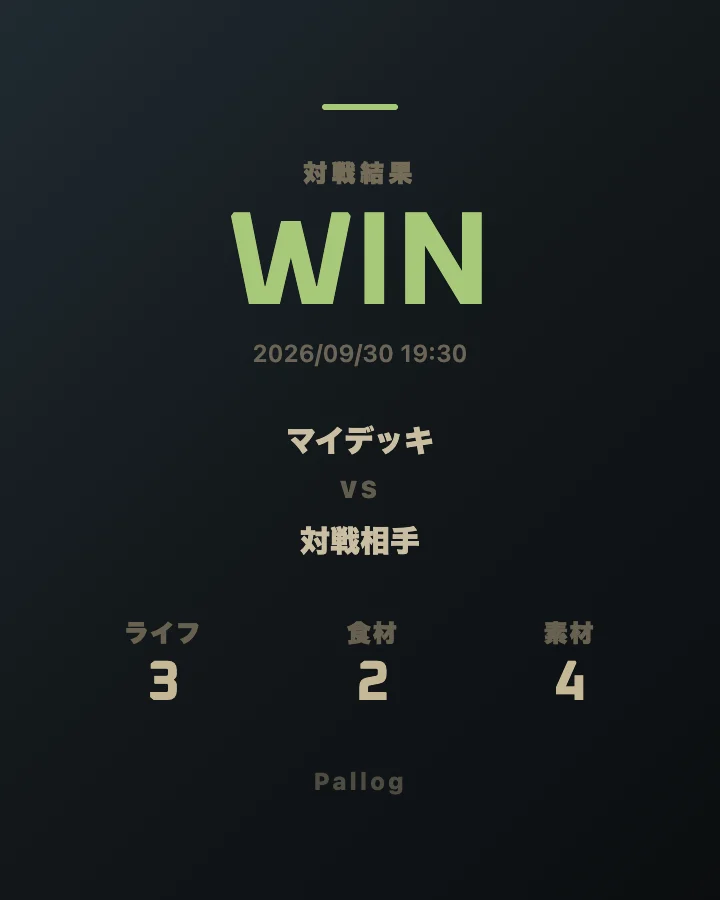 対戦結果カードのシェア例